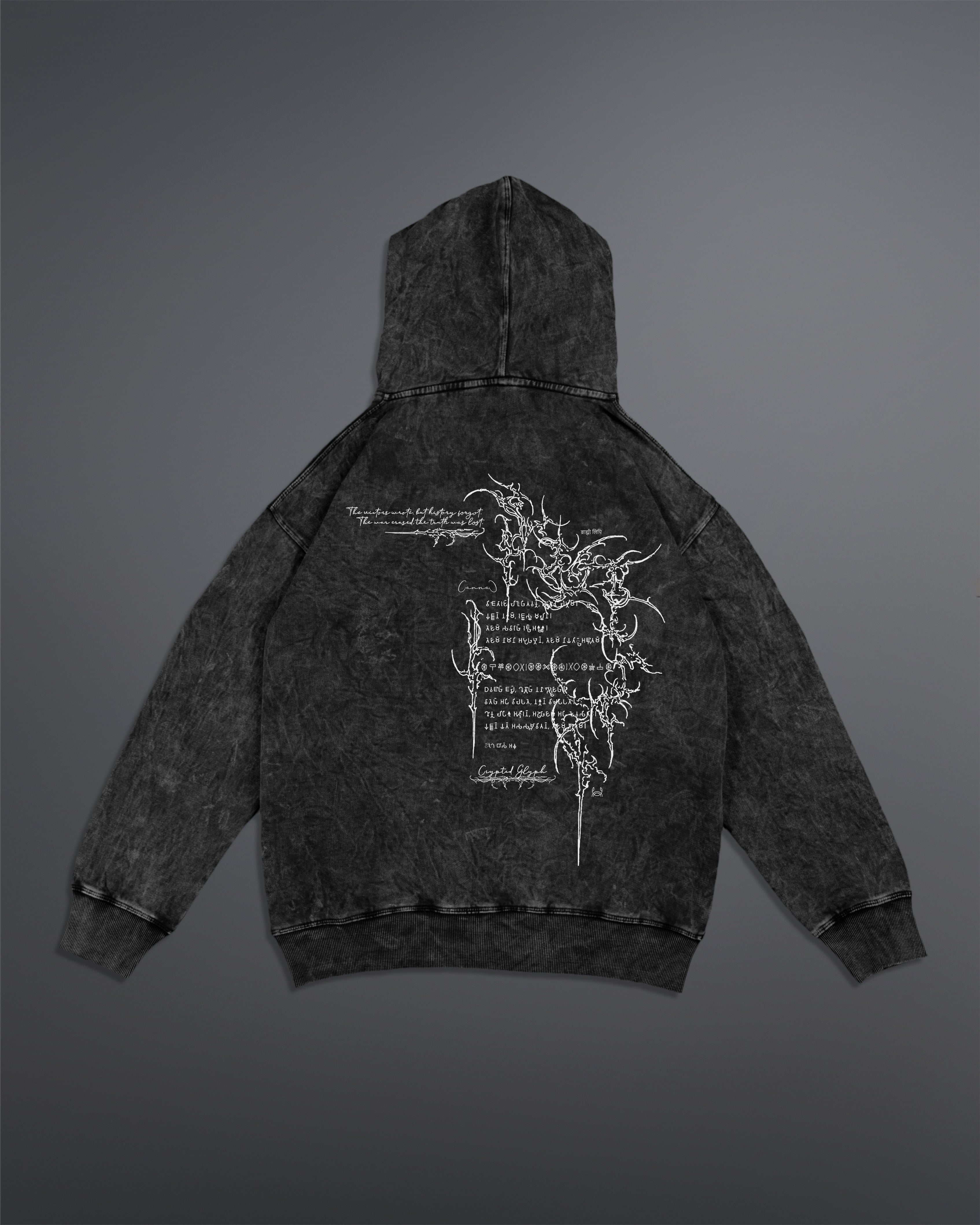 Crypted Glyph Hoodie [ACID WASHED-SILENT ASH COLORWAY]