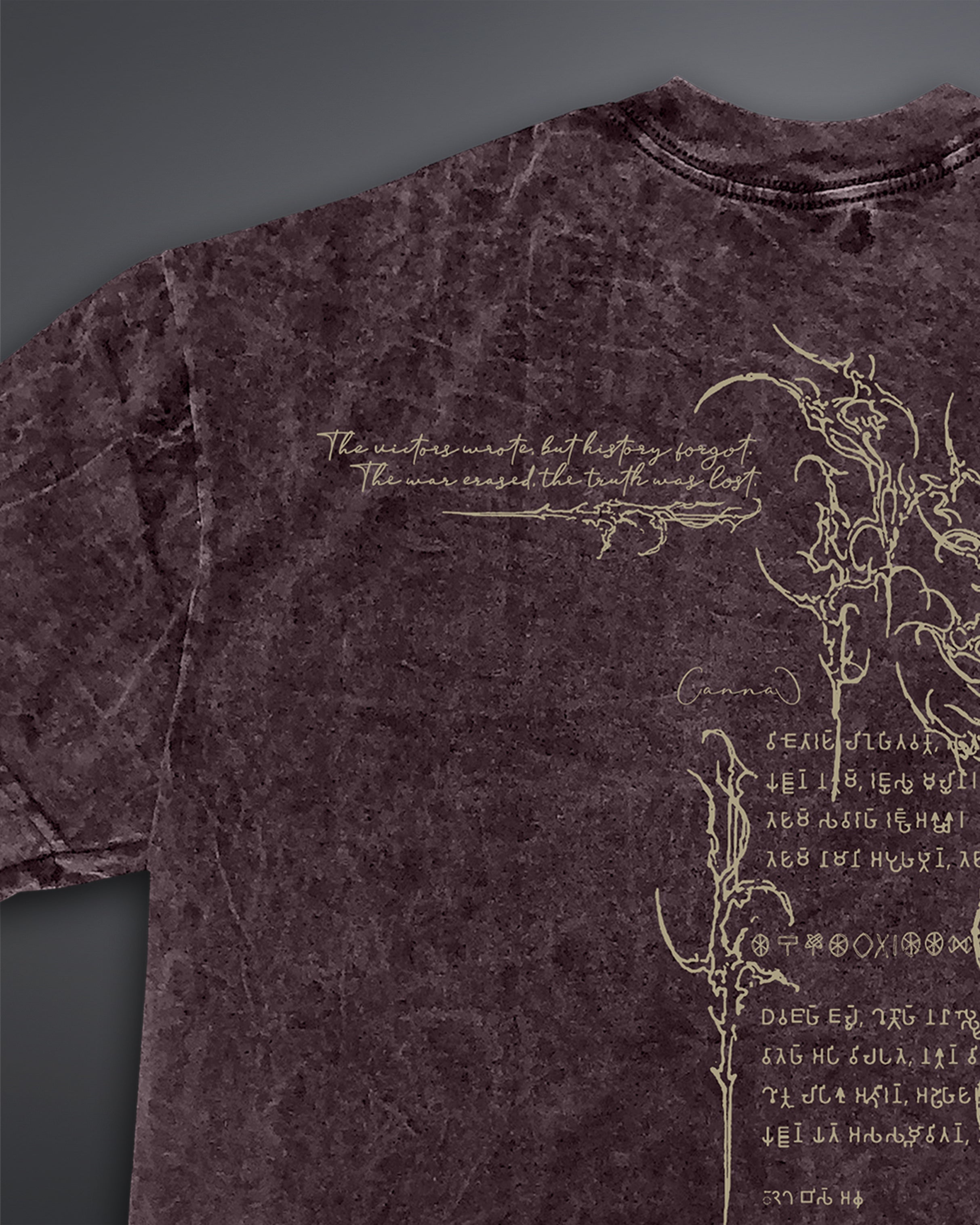 Crypted Glyph Oversized tee [ACID WASHED-BLOODSTONE]