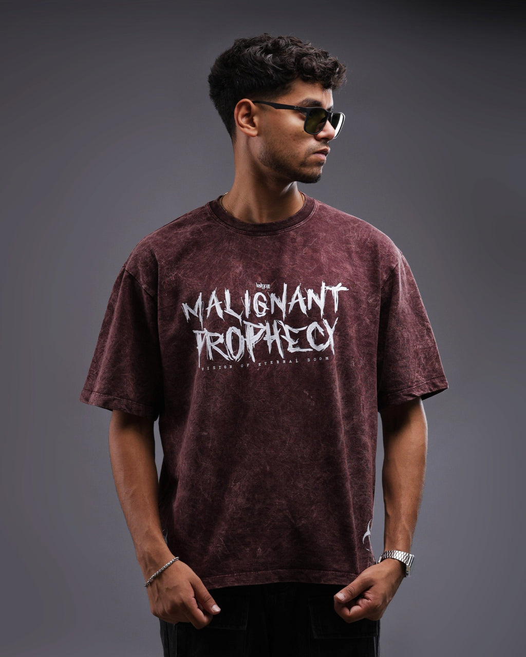 Malignant Prophecy Oversized tee [ACID WASHED-BLOODSTONE]